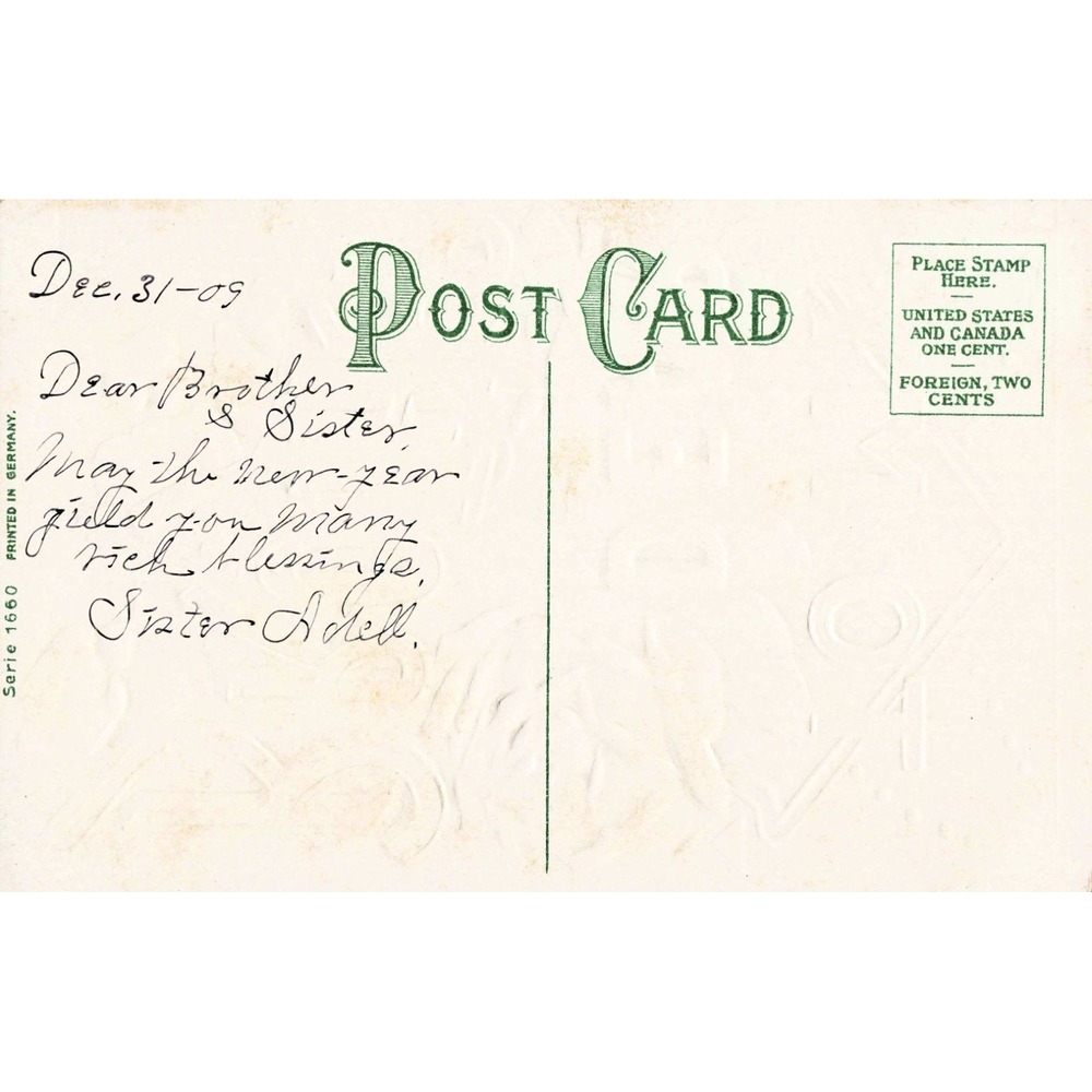 Antique 1909 To My Dear Brother Embossed Postcard Red Roses Printed in Germany - Picture 2 of 2